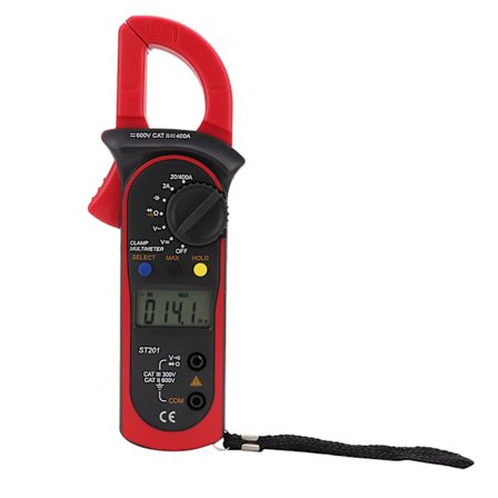 ST201 Automatisk Digitalt Strømtang Multimeter DC/AC Spenning Diode Tester (Rød)