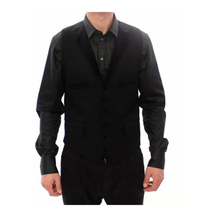 Dolce & Gabbana, Single Breasted Vest Gilet Zwart, Heren, Maat:M