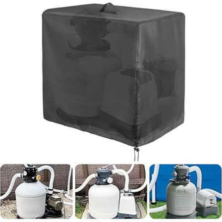 Skyddande överdrag kompatibelt med poolpump, 84x61x86cm poolpumpskydd, sandfilterskydd, skydd för poolpump ovan mark, anti-UV, kompatibelt