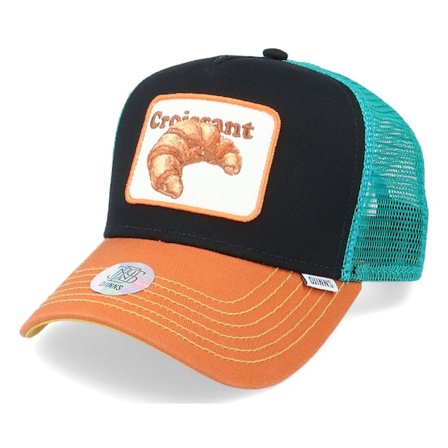 Djinns - Noir trucker Casquette - Food Croissant Black/Teal Trucker @ Hatstore