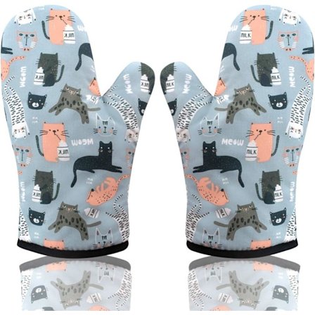 Ugnsvantar, Långa Handskar, Andningsbara, Lämpliga för Kakbakare, Mikrovågsugn, Pizza, Kockpanna, BBQ, 1 Par (Grå)