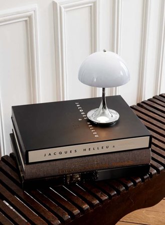 Panthella 160 V3 oppladbar bordlampe akryl - krom/blågrå