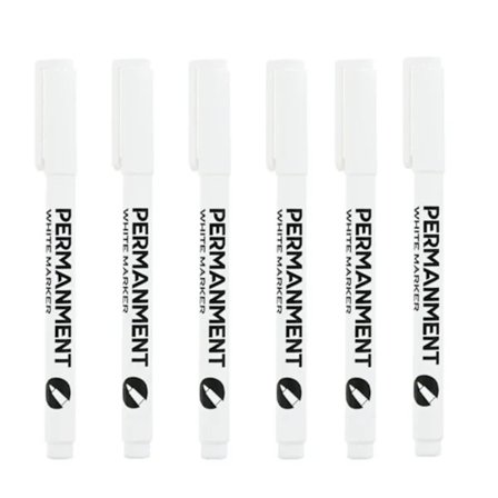 3/6 st Akrylfärg Vit Marker Vit Färgpenna för Stenmålning Keramik Glas Trä Däck Tyg Metall Canvas 6 st