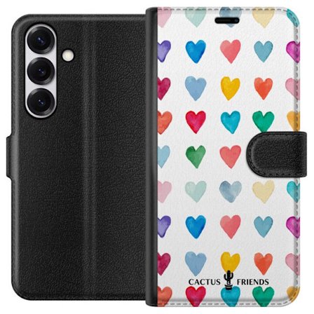 Yhteensopiva Lompakkokotelo Samsung Samsung Galaxy S25 Cactus and Friends - Watercolor Love Grid