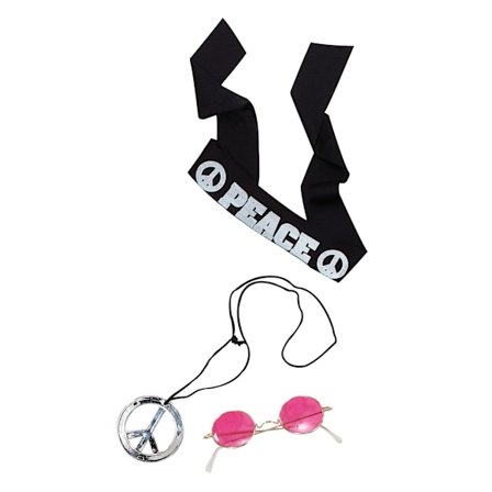 Bristol Novelty Hippie-tillbehörssats One Size Svart/Vit/Silver