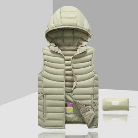 Dunjakke Herre Ermeløs Avtakbar Hette Vinter Lett Ensfarget - WELLNGS