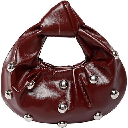 ING-niittilaukku naisille, Y2K-niittilompakko, vegaaninen nahkainen olkalaukku rennolla tyylillä, 90-luvun lompakko, muodikas ja tyylikäs hobo-laukku.