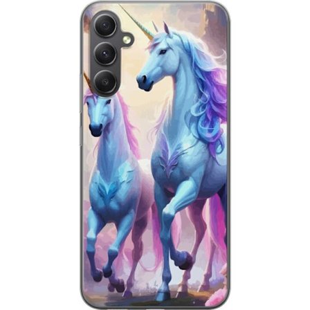 Kompatibel Mobilcover til Samsung Galaxy A16 5G Magiske enhjørninger i en lys eventyrverden med pastelfarver, glimtende maner, drømmende fantasistemni