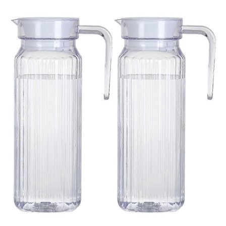 2 st Kylskåpsglas Vattenkanna med Lock Livsmedelskvalitet Spillfri Pipdesign Transparent Kaffe Mjölk Juice