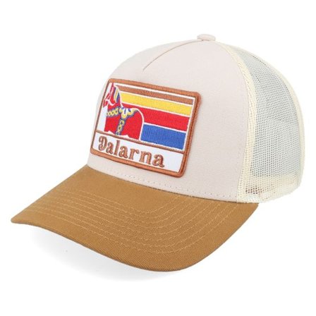 Wild Spirit - Beige trucker Keps - Swedish Dalarna Landscape Canvas Beige/Stone/Caramel A-Frame Trucker @ Hatstore