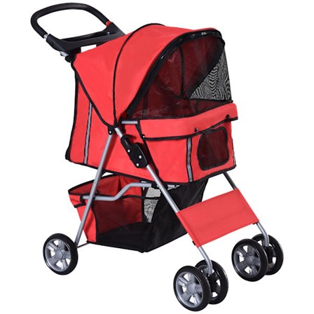 Dog Buggy Hundevogn I Rød, Hundevogn Buggy Stroller Jogger Trailer, Let Og Foldbar