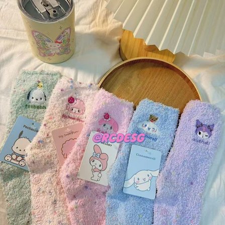 Vinter My Melody Sanrio Strumpor – Dam Coral Fleece Tjocka Höga Söta Tecknade Strumpor
