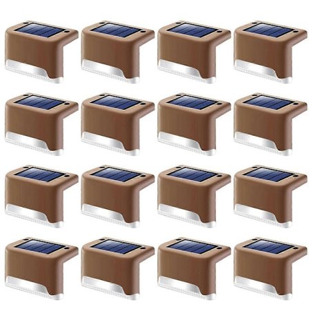 16 Pak Hegnspæl Solcellelamper til Terrasse Pool Trapper Trin og Gangsti, Vejrbestandige LED Dækslamper Solcelledrevet