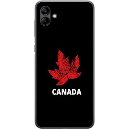 Kompatibelt Mobildeksel til Samsung Samsung Galaxy A05 Grafisk lønnebladsymbol i rødt mot svart bakgrunn med tydelig kanadisk referanse og minimalis