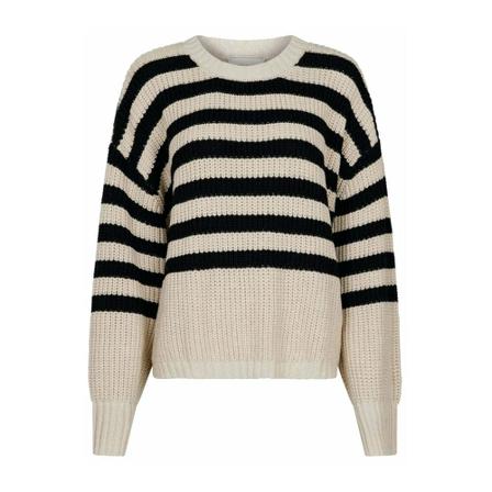 Neo Noir, Round-neck Knitwear Zwart, Dames, Maat:M,strepen