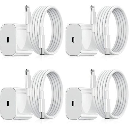 iPhone Laddare - Snabbladdare - Adapter + Kabel 20W USB-C Vit 4st