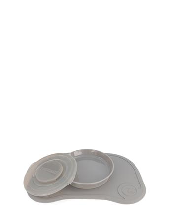Twistshake Click Mat + Plate 6+M Pastel Grey Home Meal Time Plates & Bowls Plates Grå Twistshake