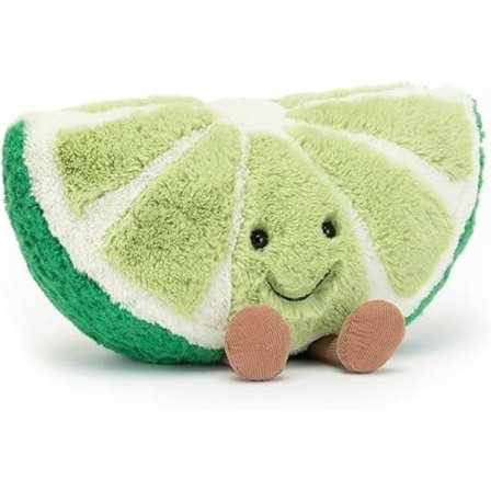 Laadukas Jellycat Funny Lime Disc -pehmolelu, 18x25cm, pehmeä pyöreä hedelmäpehmolelu, söpö hauska lahja lapsille ja aikuisille