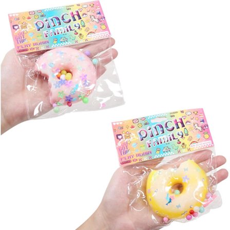 2 stk Doughnuts Pinch Family Squishy, Squishy Kattepoter - Sjov og Fuzzy Legetøj til Familien - Kawaii Stressbold, Tilfældig Farve