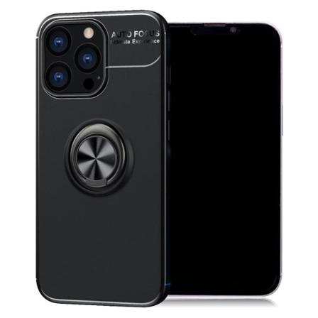 Stødsikkert telefon cover med ringholder Kickstand Blød, fleksibel bagside til iPhone 13 Pro Max 6,7 tommer - Sort Black