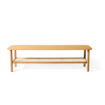 Loom Sofabord, 150x50x42cm - Elegant Sofabord med Rattan Detaljer - Perfekt til Stuen
