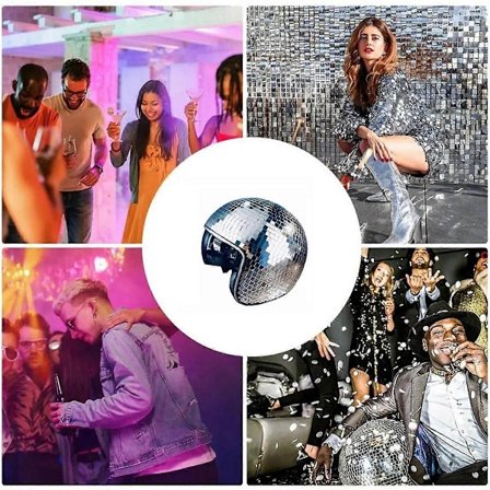 Diskokugle Hjelm Glitter Spejle Glas Punk Kostume Hat med Udtrækkelig Visir Diskokugle Hat til B