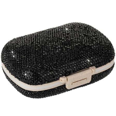 Rejsepilleorganisator, 8 rum bærbar pilleæske, rhinsten pilleæske bærbar medicin vitaminbeholder