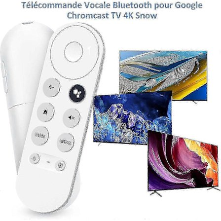 Google Chromecast 4K TV med Bluetooth-stemmefjernkontroll | Netflix- og YouTube-knapper | Snø Erstatningsmodell G9N9N