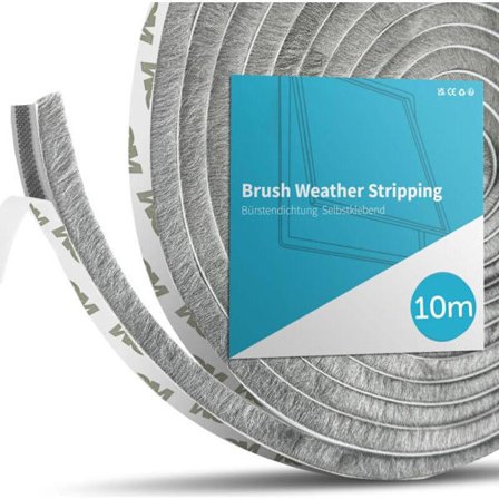 Børstetætningsliste til skydedøre, 10 meter (L) x 9 mm (B) x 15 mm (D) Vinduestætning til karnapdøre Støvtæt Lydisolerende Isolering (10M)