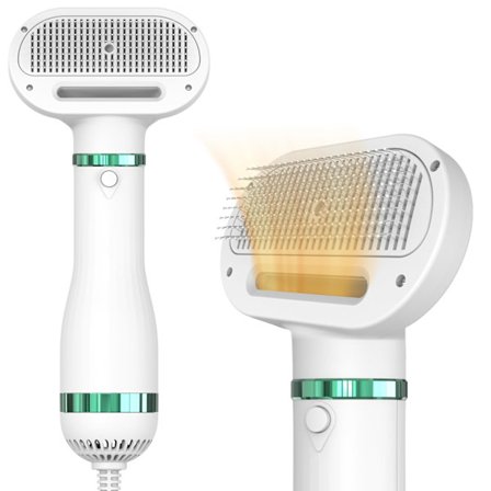 Hårføner for hund og katt med 2-i-1 glattebørste | Bærbar og stillegående hårføner for pelsstell | Justerbar temperatur | Profesjonell føner