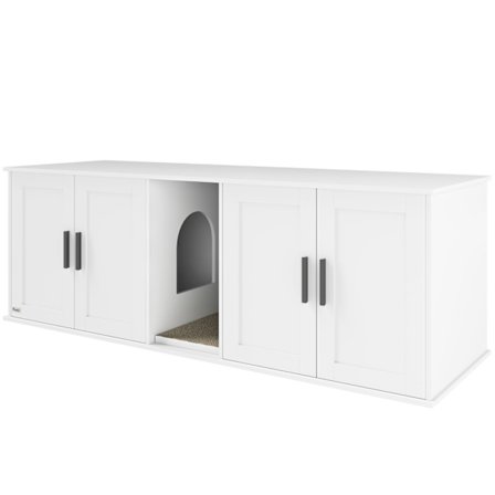 Kattsandskåp med dörr, vit, 145 x 49 x 51 cm