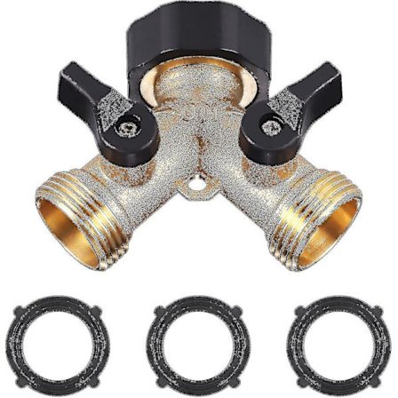 Kaksinkertainen pesukoneen hana, messinkinen puutarhahanojen jakaja, Y-liitin, 3/4 tuumaa 2 laitteen liittämiseen