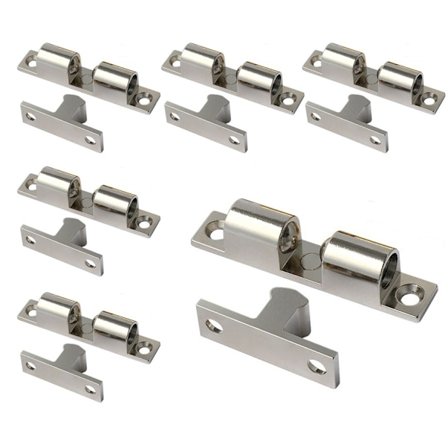 6 stk. kulelåser, 60 mm dobbel kulelås, sølvfarget dobbel møbeldørbeskytter for skap, bad, garderober, skuffer (60 mm, sølv)