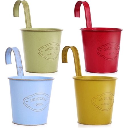 4 kpl riippuvaa istutusruukkua tyhjennysrei'illä, parvekkeen koristelu