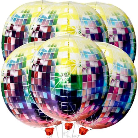 Jumbo Disco Ball Balloner - 22 Tommer, Pakke med 6 | 70'er 80'er 90'er Festdekorationer | Disco Festdekorationer | Disco Balloner