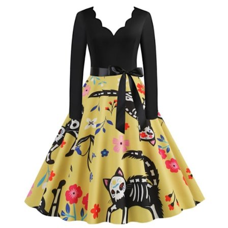 Halloween Klänningar Cocktail Swing Klänning för kvinnor