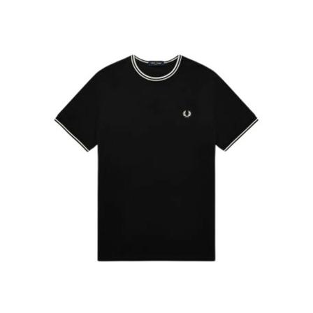 Fred Perry T-Shirts , Zwart , Heren , Maat: 3XL