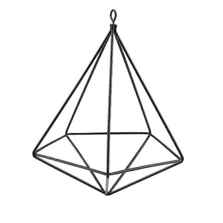 Frittstående Henge Geometrisk Plante Stativ Blomster Henger Moss Bregne Plante Dekor (Svart)