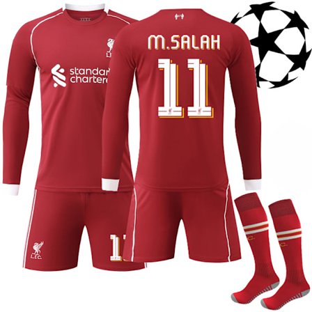 Liverpool Hjemme Langærmet Trøje til Børn & Voksne - Salah[YDE]