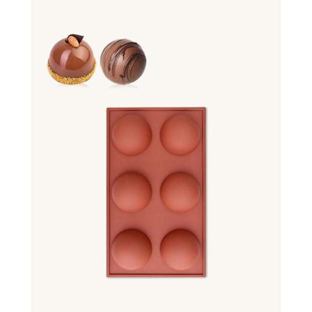 6 Halvklot Silikonform Semisfär Mousseform Chokladbomb Pralinfor Brun