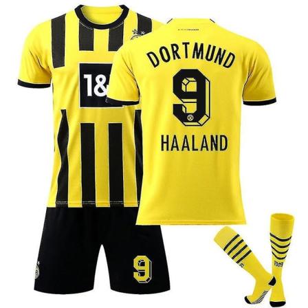 2022-2023 Borussia Dortmund trøje børne fodboldtrøje herre fodboldtrøje Kit V HAALAND 9 28(150-160CM)