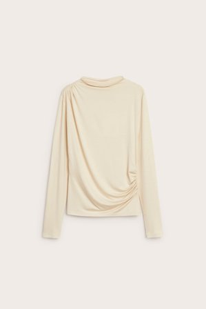 Kappahl | Top z długimi rękawami, z marszczeniem | Jasnobeżowy