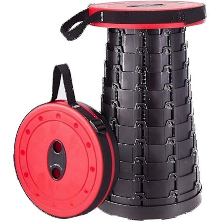 Foldeskammel, Bærbar Foldestol, Udtrækkelig Skammel, Udendørs Vandring, Fiskeri, Jagt, Venten i Kø Ved Bus - rød