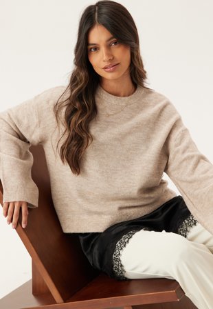 ONLY - Onlsimoni L/S O-NECK PULLOVER - Pumice Stone Detail:melange - Kläder - - Bubbleroom