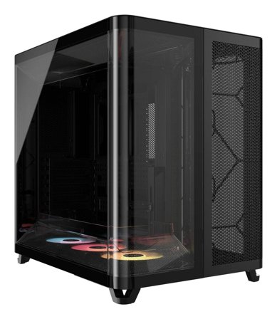 Corsair AIR 5400 RS-R ARGB trekammers midi-tårn (svart) Mini-ITX/Micro-ATX/ATX/E-ATX (305mm x 277mm), herdet glass
