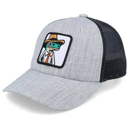 Kiddo Cap - Kids Lizard With Hat Patch Heather Grey/Black Trucker Grey Cap - @ Hatstore