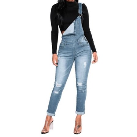 Dame Casual Denim Bib Jeans Bukser Jumpsuit
