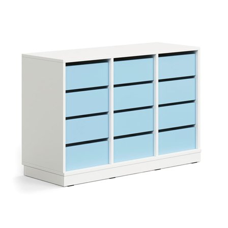 CASPER study storage, 12 drawers, base frame, white/dark green