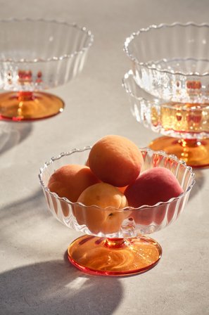 Jotex - Dessertskål 4-pakning transparent/oransje - FLORA - Kjøp Skåler hos Jotex