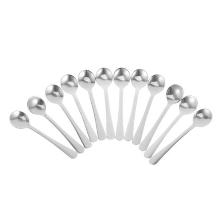 12 stk. Mini skeer i rustfrit stål med afrundede håndtag til sukker, salt, krydderier, kaffe, te, dessert, køkkenbrug